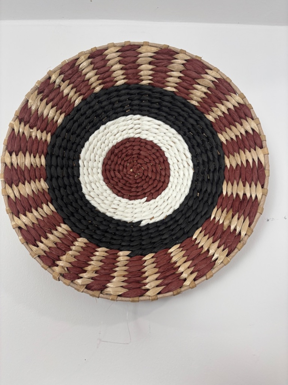 Boho Wall Basket Set of 8 Handwoven Raffia Decor Tribal Woven Plates Neutral Art